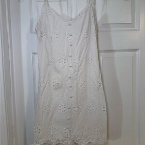 Elegant White Eyelet Mini Dress